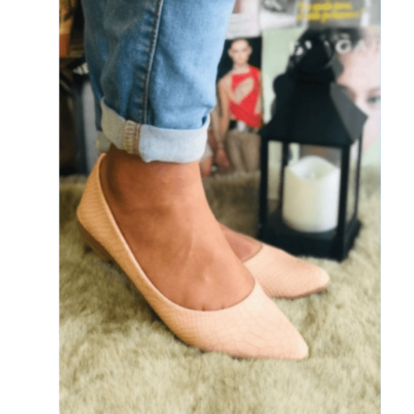 Balerina Style Shoes for Women, Snake Style in Beige Color